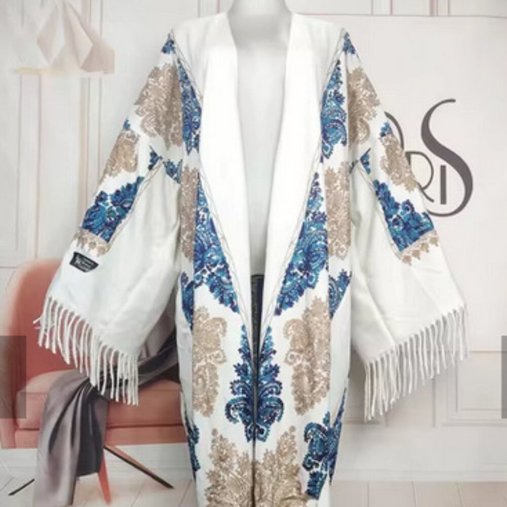 Bundle for @Strouart Winter Wool Kimono Duster Cardigan Embroidered - Picture 2 of 13